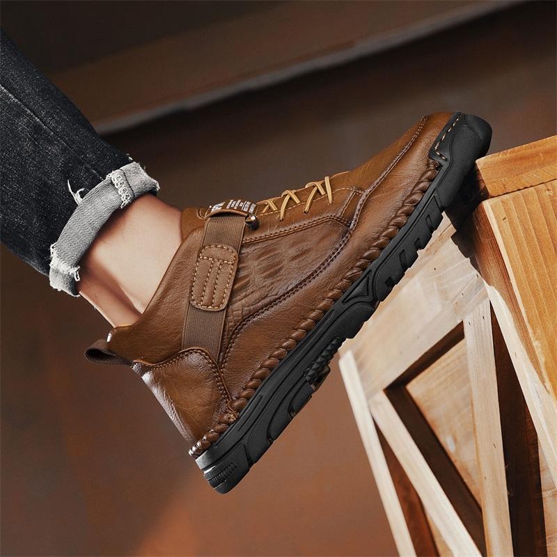 Men's High-top Casual Shoes Handmade Shoes Casual Sneakers Plus Size 39-48