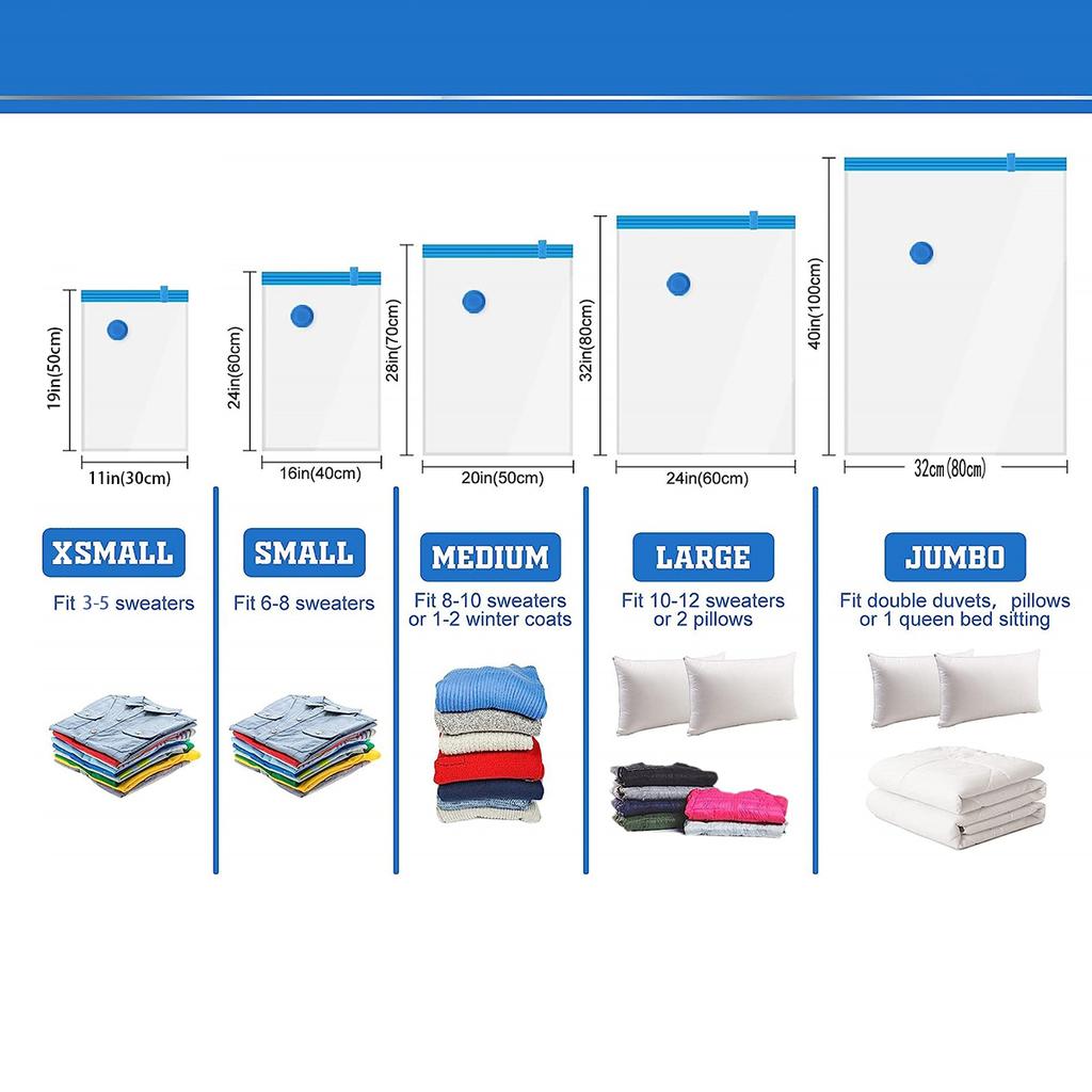 Vacuum Storage Space Saver Bags With Hand Pump Compressed For Clothing,Comfort Items Blankets Home Travel Packing Organizer