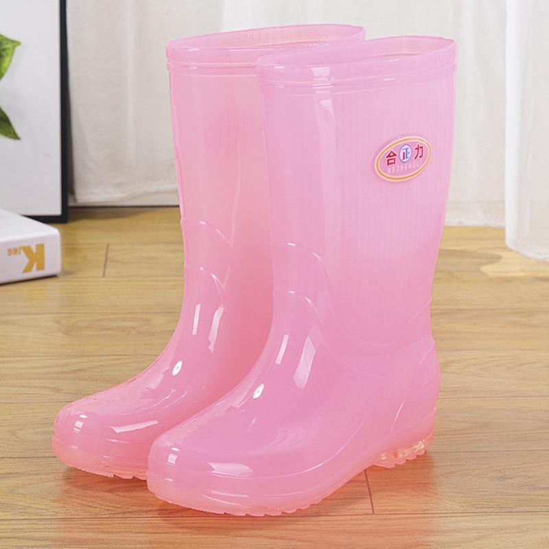 Non-slip short rubber shoes rain shoes women's summer rubber boots jelly waterproof shoes transparent medium tube plastic laundry overshoes