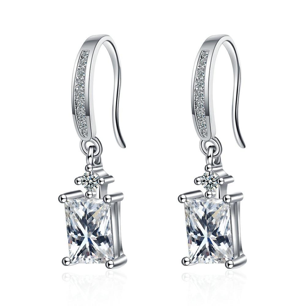 2026 Ear Buckle Women's Simple Single-row Drill Ear Buckle Personalized Square Diamond Short Earrings, Earrings, Ear Hooks