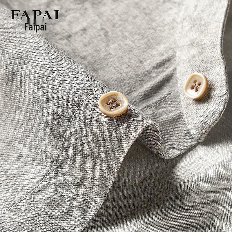 FAPAI Men's Linen Blend Tie-Dye Stand Collar Shirt