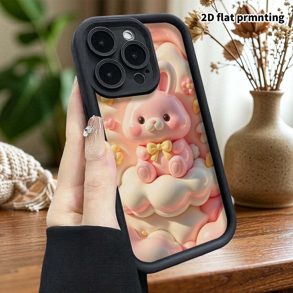 Phone Case: 2D Flat Design, Suitable for iPhone 18 17 16 15 14 13 Pro, Pink Little Bunny, Perfect Christmas and Halloween Holiday Gift