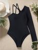 Unregelmäßiger Einteiler Bikini Badeanzug für Damen, Sexy, Figurbetont, mit einem langen Ärmel, Mode, Elegant, Strandurlaub Kleidung