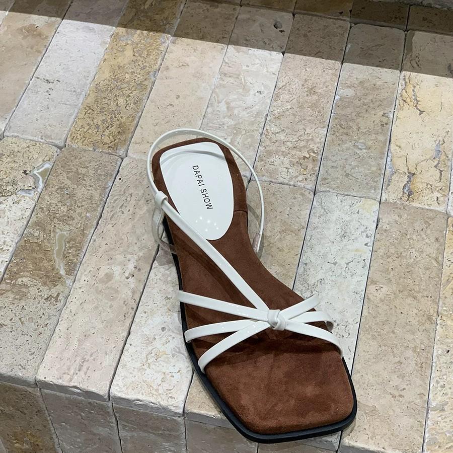 Soft sole with skirt temperament wedge heel sandals women's 2025 new summer word with square head Roman open-toed high heels tide