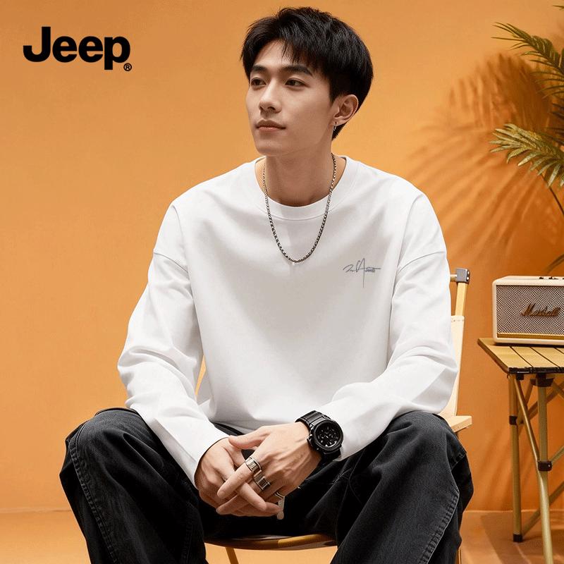 

JEEP Men s Heavyweight Long-Sleeve Cotton T-Shirt L