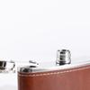 Stainless steel brown veneer small hip flask, outdoor gift hip flask, 8-ounce flat set, hip flask and wine utensils