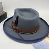 Elegant Feather Homburg Wool Styling Hat with Wide Brimmed Flat Hat Wide Brimmed Western Hat for Casual Wear