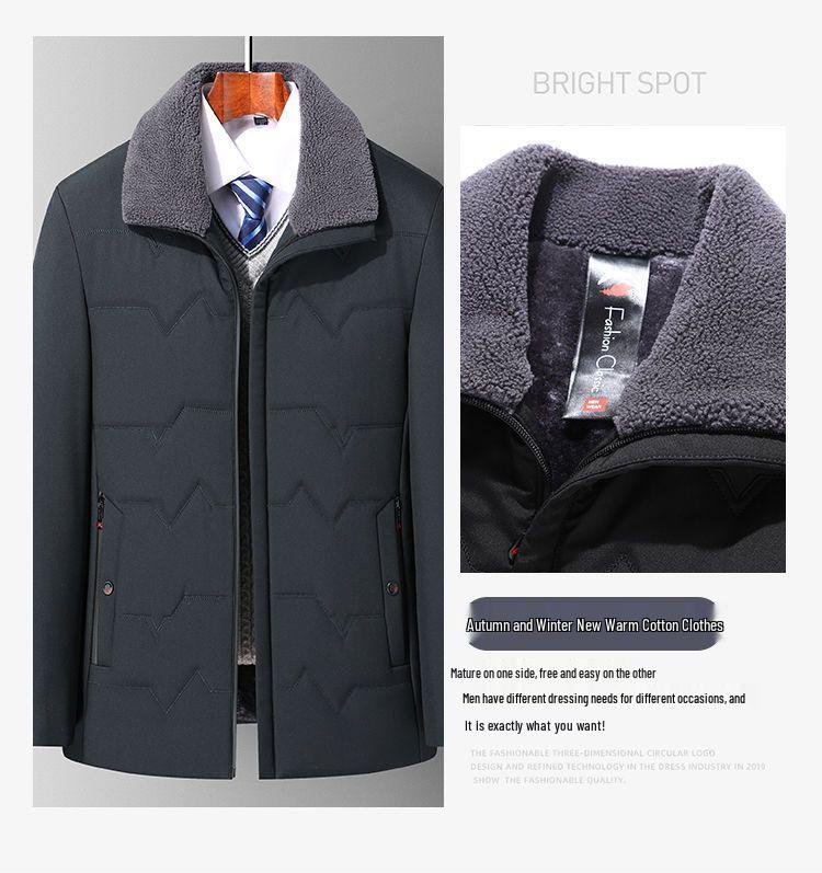 Woodpecker Dad Winter Coat: Fleece-Lined, Thick Cotton Jacket for Middle-aged & Elderly Men