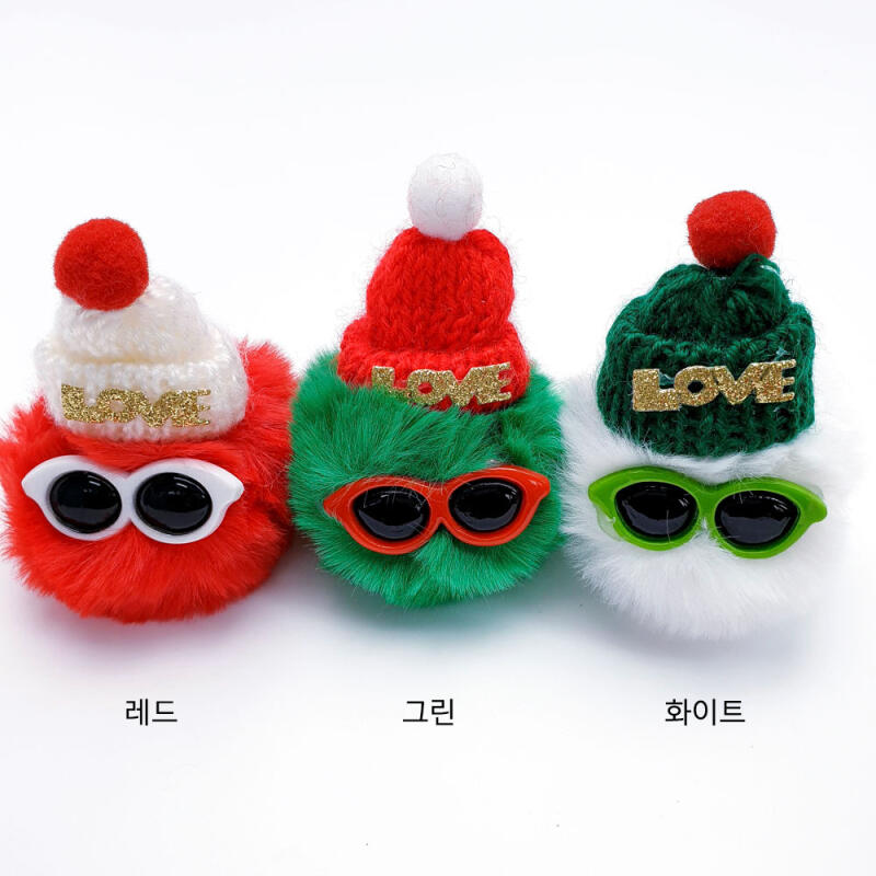 Fabric Christmas Love Fur Hat Sunglasses Fur Doll