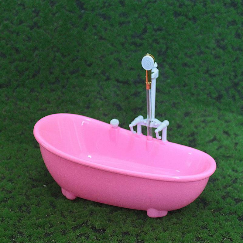 Miniatures Electric Bathtub Doll Accessories Plastic Tub 1:6 Scale Dollhouse Furniture Spraying Water Kids Bathing Toys
