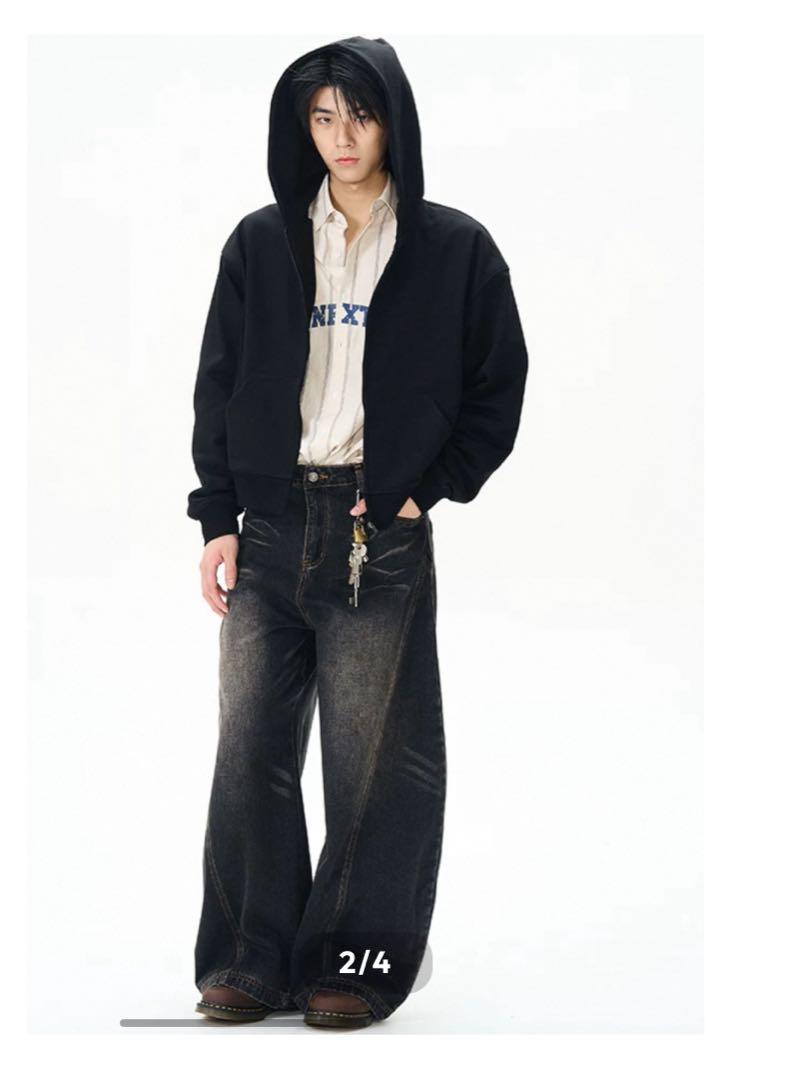 

[Б/У] Черные матовые широкие джинсы