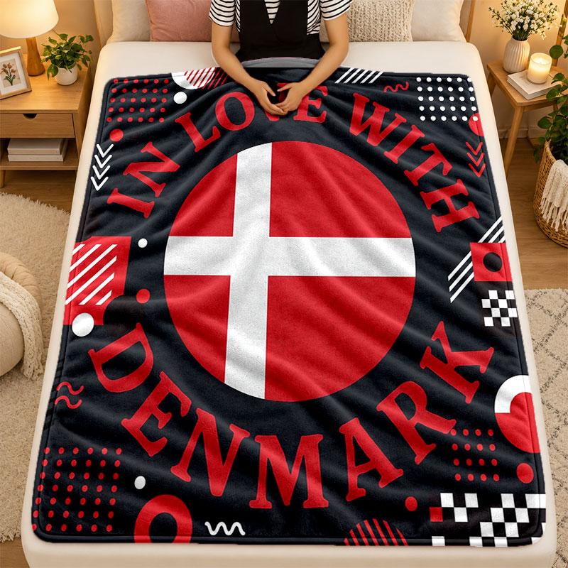 Flannel BlanketDenmark Football Warm Soft Throw Blanket for Indoor Sofa Bed Living Room Use