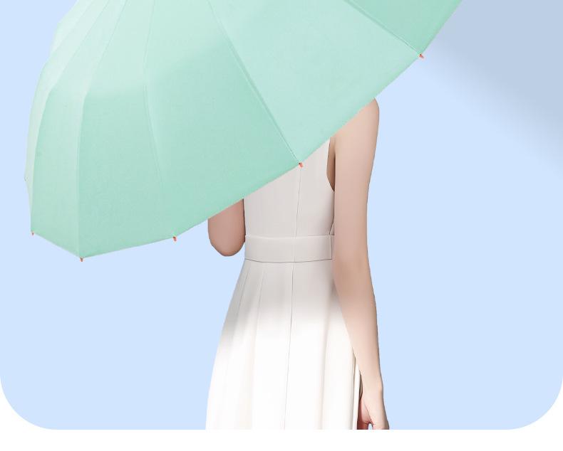16-Rib Sun & Rain Dual-Use Umbrella: Windproof, Rainproof, UV-Resistant, Compact Design