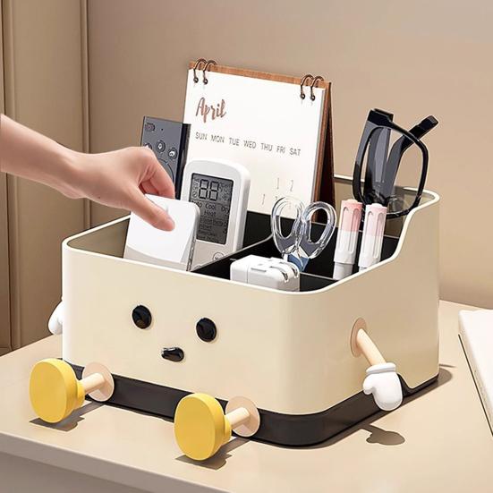 Desktop Storage Box Remote Control Holder Large Capacity Multiple Compartments Versatile Stationery Makeup Organizer