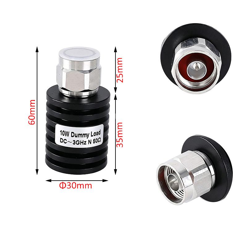 Anti-Oxidation 10W N Male RF Coaxial Dummy Load 50Ohm 3GHz Nickel Plated for Indoor Signal System Debugging