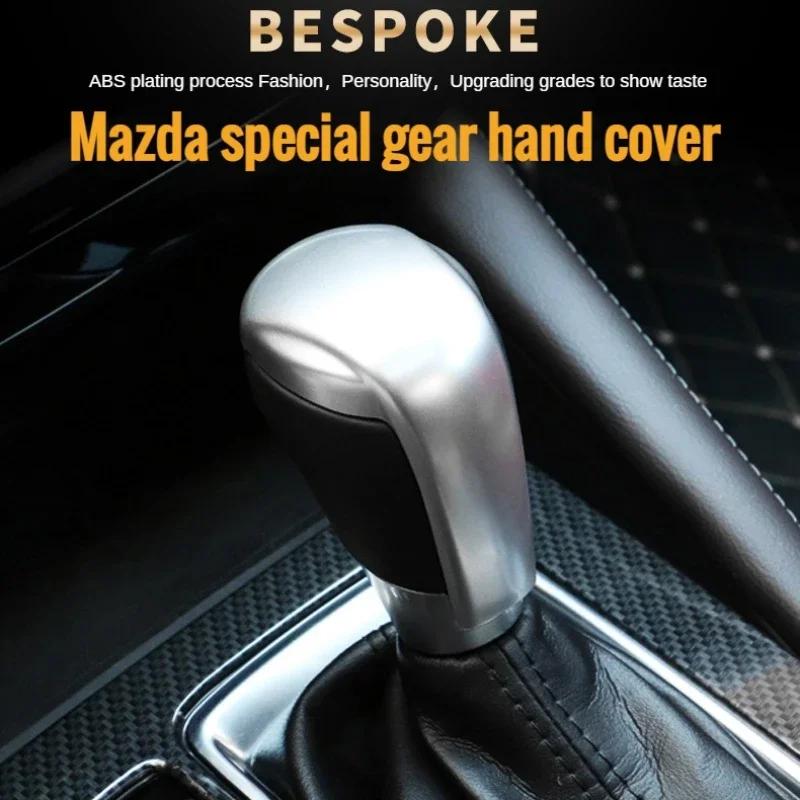 Car Gear Shift Knob Cover Trim Sticker ABS Carbon Fiber For Mazda 2 3 6 CX3 CX5 CX8 CX9 2014-2025 Interior Decoration Protection