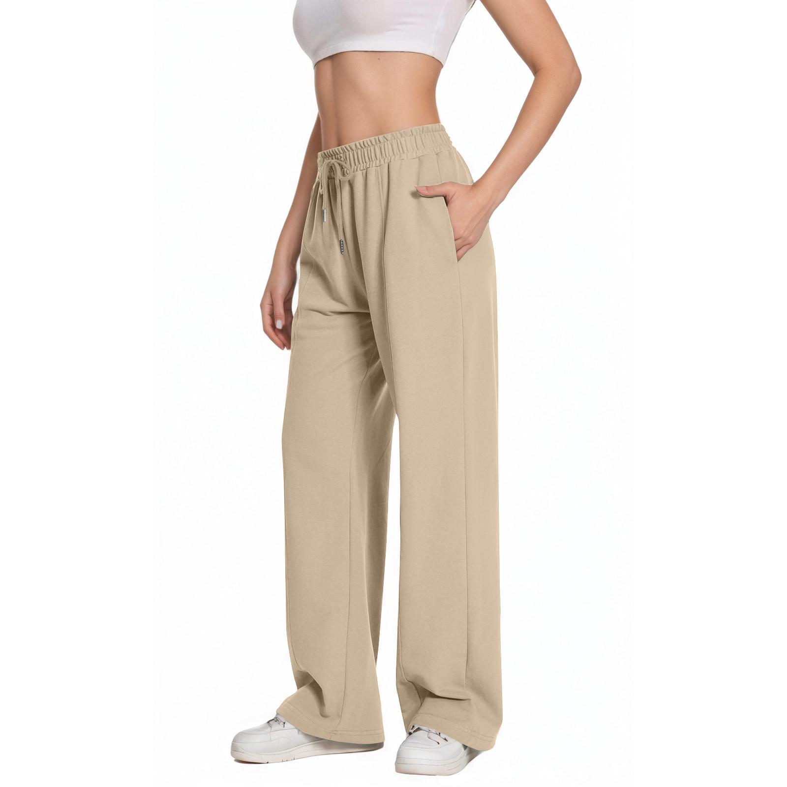 

Женские спортивные штаны с высокой посадкой и кулиской, прямые брюки, боковые потайные карманы, спортивные XL хаки