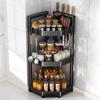 Modern Carbon Steel 3-Tier Kitchen Corner Storage Rack