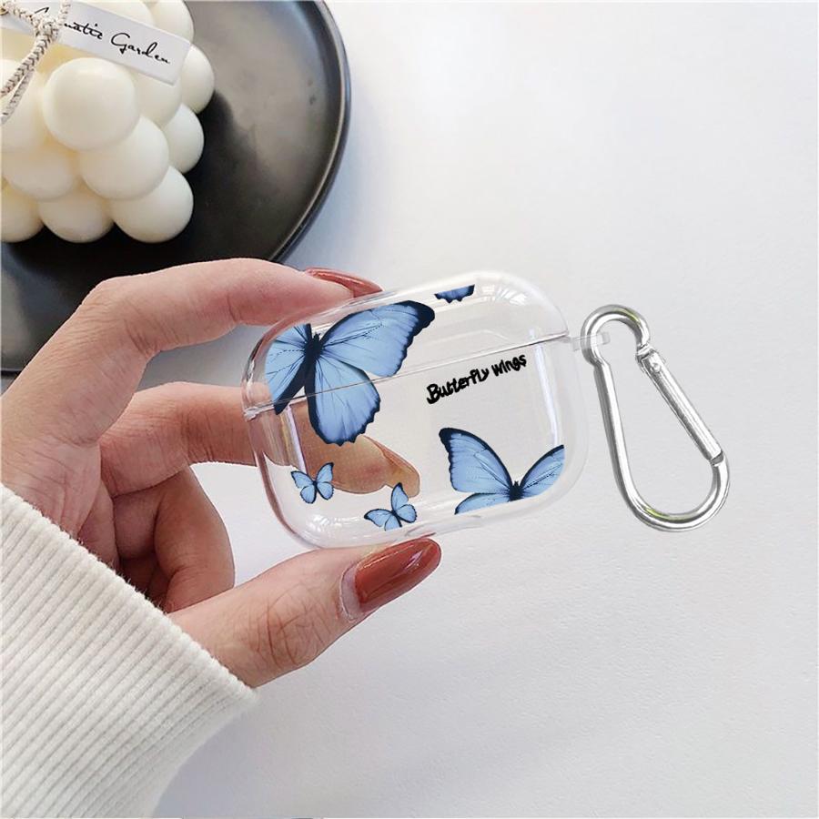 Red Blue Butterfly Case For Airpods 4 Pro 2 3 Pro3 1 Pro2 Clear Earphone Cases Cover