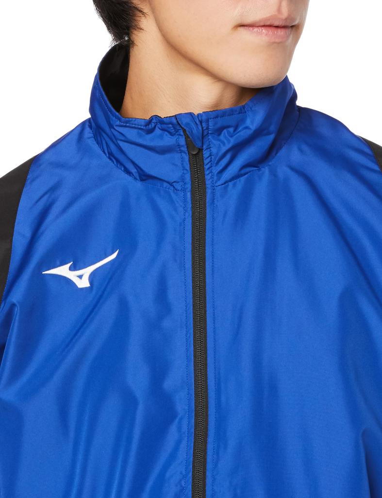 Mizuno Breath Thermo Training Warmer and Surf Size L Jacket, Moisture-Wicking Heat-Generating, 32MEA655, Blue/Black,
