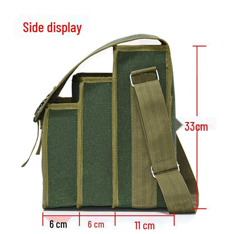 Four-Layer Extra Thick Canvas Tool Bag - Large Capacity, Multi-Function for Electricians and Carpenters.