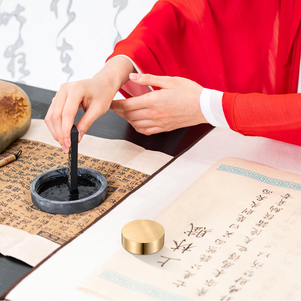 4/5/6cm Chinese Calligraphy Paperweight Round Shape Solid Brass Paper Weight Pressing Prop For Chinese Painting Art Supplies