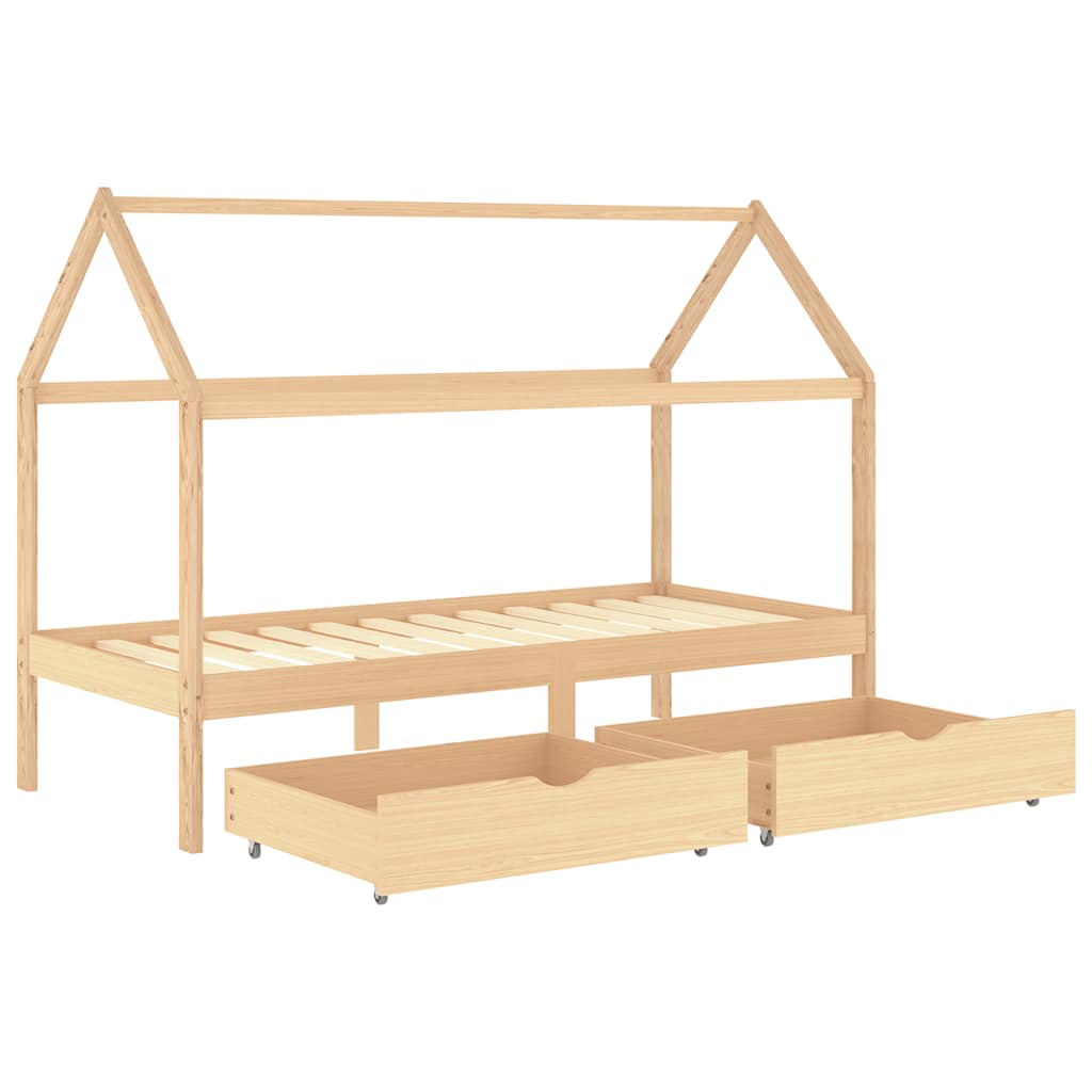 Children S Bed with Drawers Solid Pine Wood 90 X 200 Cm