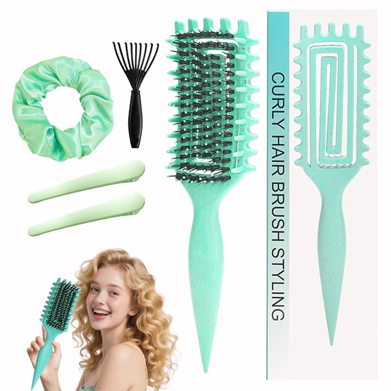 Curly Hair Brush Curl Defining Brush with Side Gear for Combing Detangling Shaping and Defining Curls Lightweight Candy Brush Reduces Frizz for All