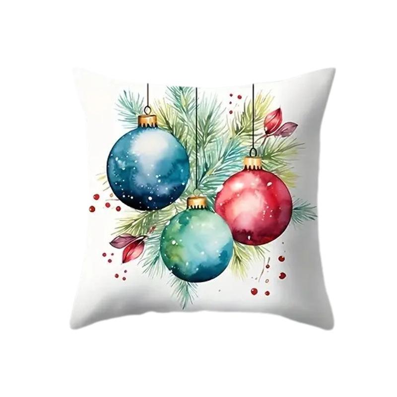

Ins Christmas Ornament Ambience Gingerbread Man Bell Pillow Cover Snowman Christmas Ball Car Office Pillow Cover 45*45cm