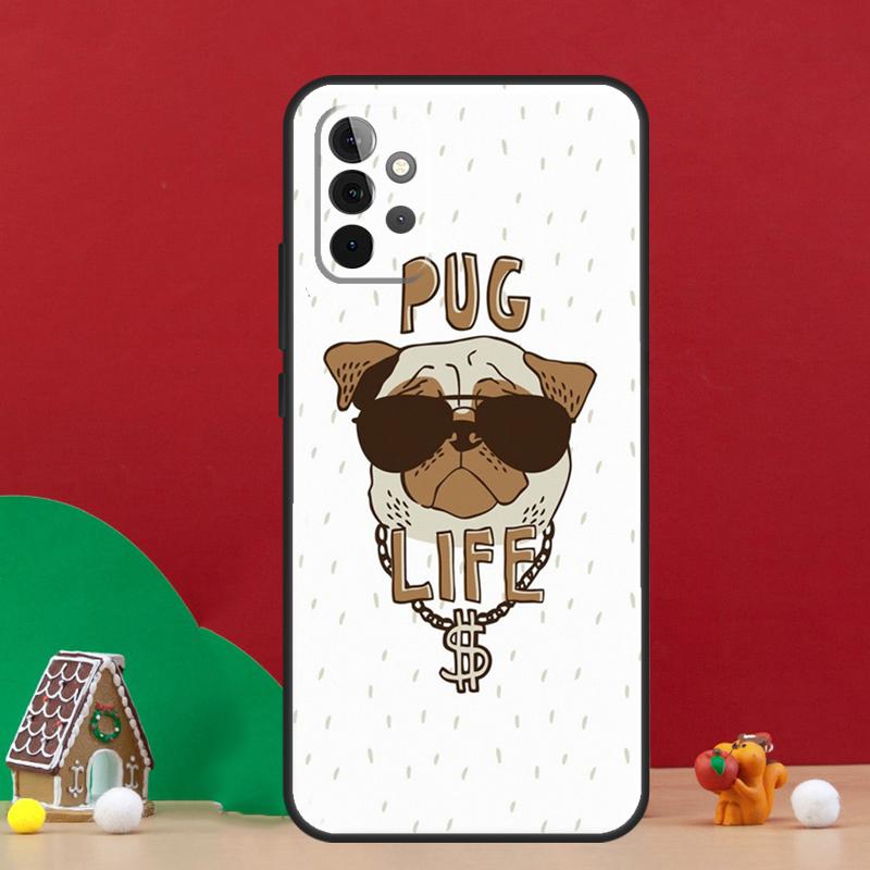 Funny Cartoon Pug Case For Samsung Galaxy A54 A06 A16 A26 A36 A56 A53 A32 A52 A33 A13 A55 A35 A15 A14 A34 A17