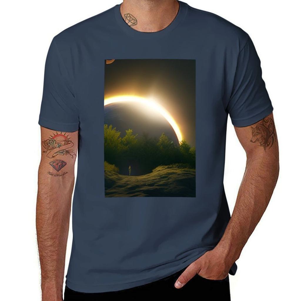 Sonnenfinsternis T-Shirt Basic Freizeitkleidung Kurzarm Top