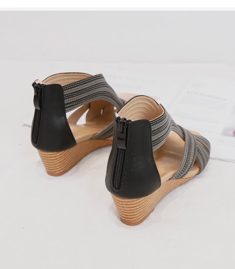 Women's Casual Sandals Wedge Heel Sandals 2024 Summer Fashion Fish Mouth Bohemian Roman Sandals JZJ-1418-672