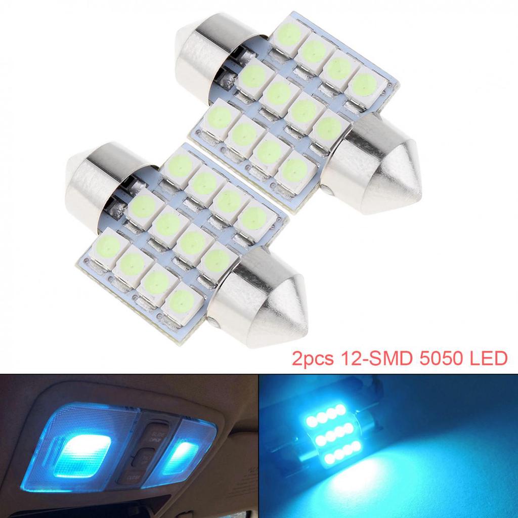 Buy 2pcs 31mm Length 12SMD 5050 LED Bulbs Car Interior Blue Lights at