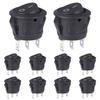VEXUNGA Round Rocker Switch Red Light Illuminated On Off 3 Pin 2 Position Mini Rocker Switch 125V 10A 250V 6A KCD1 Small Circle Toggle Switches for