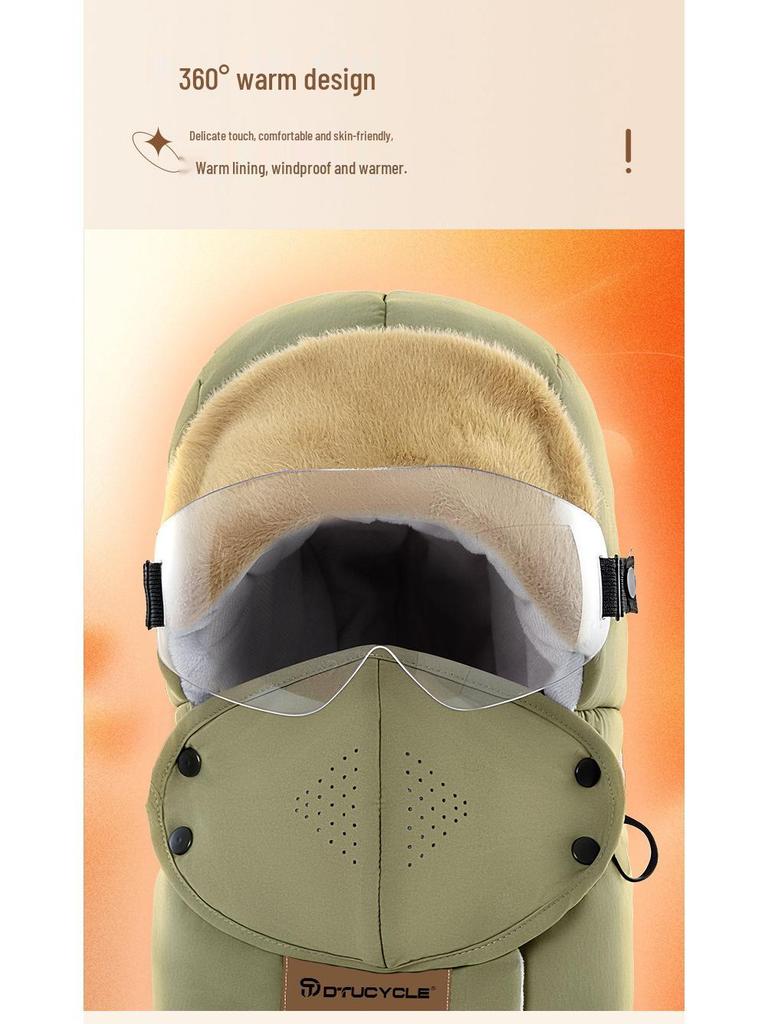 Electric Vehicle Winter Skiing Windproof Waterproof Thickened Lei Feng Hat with Visor