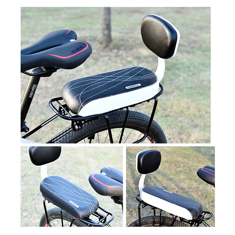 Bike Saddle Pad Bike Child Seat With Back Rest Bike Back Seat Bicycle Rear Rack Saddle Pu Leather Soft Cushion For Cycling Parts