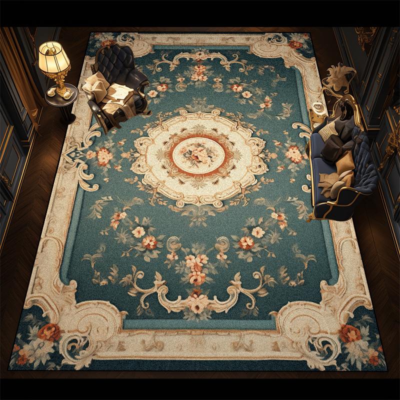 

European Dark Toned Carpet Living Room Luxury Bedroom Decoration Bedside Soft Washable Rug Non-slip Tatami Entrance Floor Mat 60x90cm