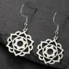 LIKGREAT Stainless Steel Lotus Flower Earrings Elegant Mandala Chakra Drop Pendant Women Healing Buddha Spiritual Yoga Jewelry