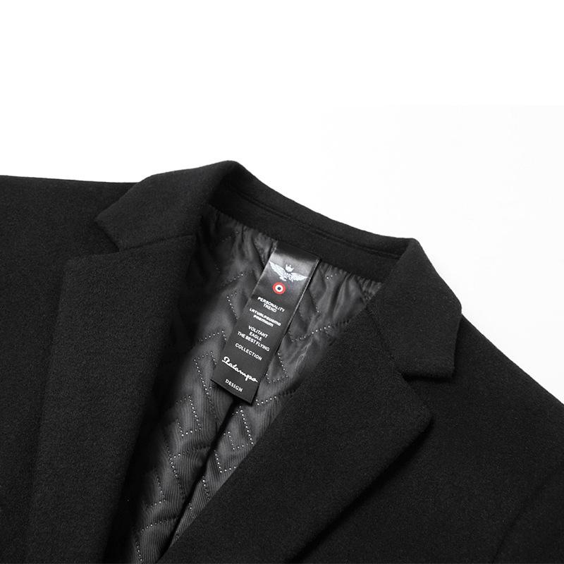 Winter Fashion Trench Coat Men's Medium and Long Casual Middle-aged Woolen Coat Trend Thickened Woolen Coat Smooth Hair Men's Clothing