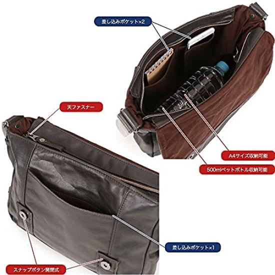 Doubles Crossbody Genuine Leather Shoulder A4 Black Men's Bag, Size, VWE-1926,