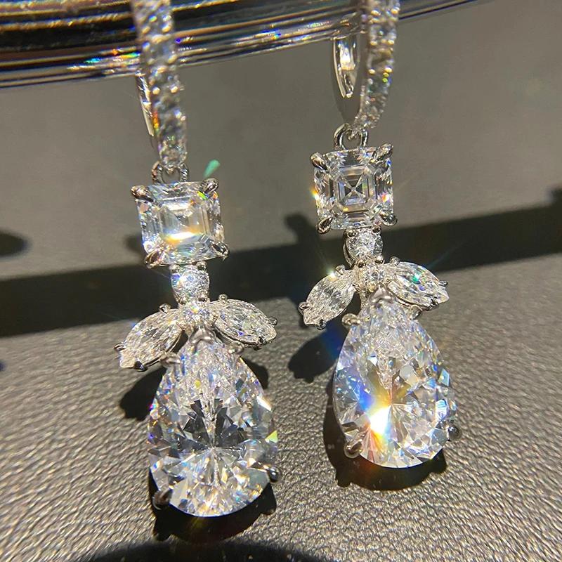 Huitan Sparkling Cubic Zirconia Drop Earrings Brilliant Trendy Ear Accessories for Wedding Modern Gorgeous Engagement