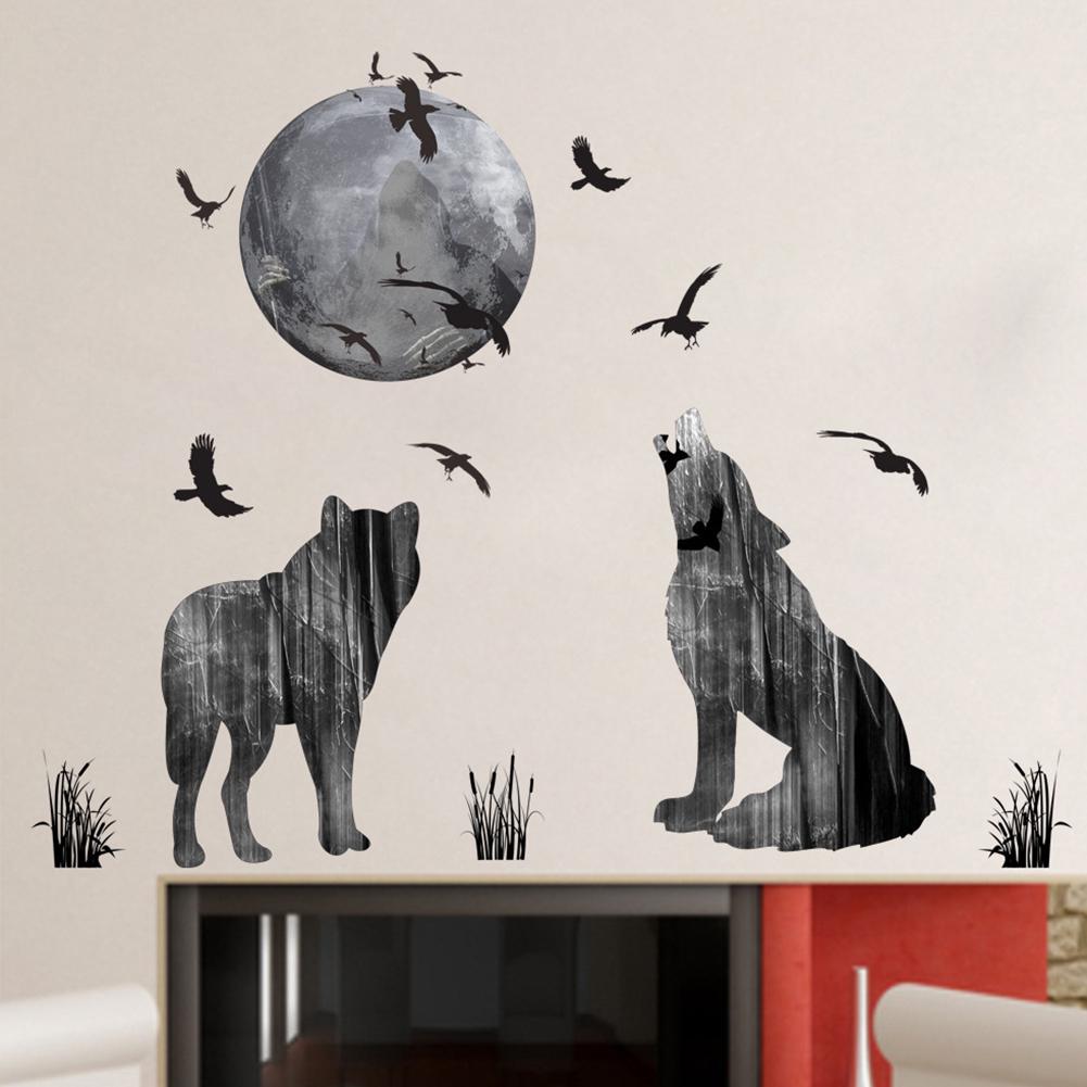 Moon Wolf Wall Sticker Living Room Bedroom Home Background Home Wall Sticker ARI