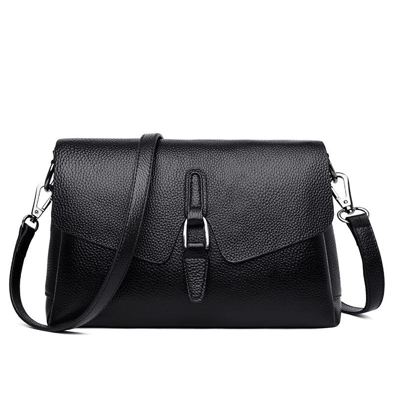 

Повседневная женская сумка из коровьей кожи для подмышек для мам среднего возраста, сумки для маджонга, сумка-мессенджер из натуральной кожи через плечо чёрный