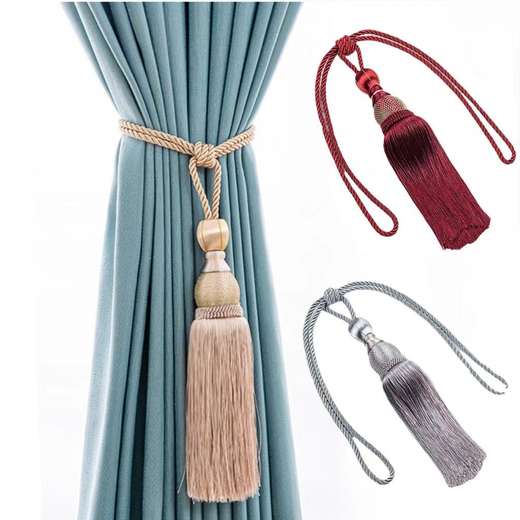 Gold Thread Tassel Tieback with Mesh Ball - Decorative Curtain Tie Ropes and Accessories