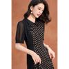 French Retro Polka Dot Lace Patchwork Midi Dress