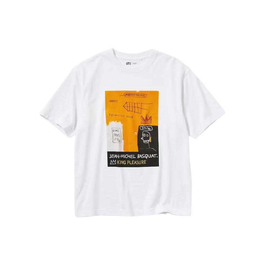 Uniqlo X Jean-Michel Basquiat Collaboration SS24 Letter Print Round Neck Short Sleeve T-Shirt Unisex Tops White 466082-00