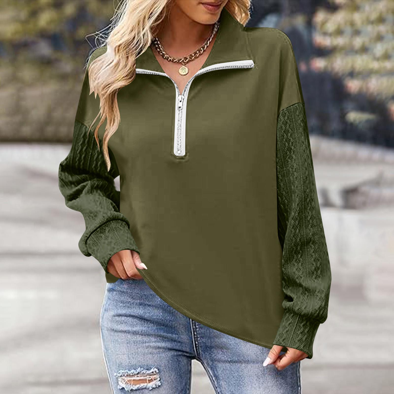 

Women Fall Fashion Long Sleeve Shirts Patchwork Sweatshirt Casual Pullover Tops XL