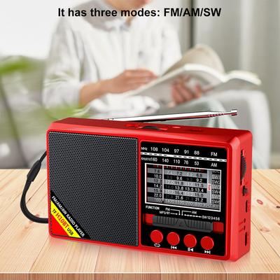 FM/AM/SW Full Band Portable Radio Battery Operated Mini Radio Receiver Bluetooth-Compatible Broadcasting Player Radio for Senior