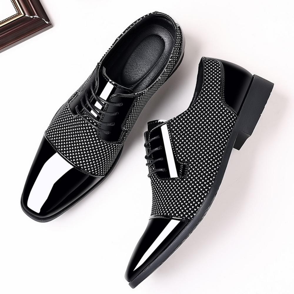 

Mens Leather Shoes New Business Casual Formal Breathable British Korean Style Pointed Toe Groom Wedding Shoes 50 серый
