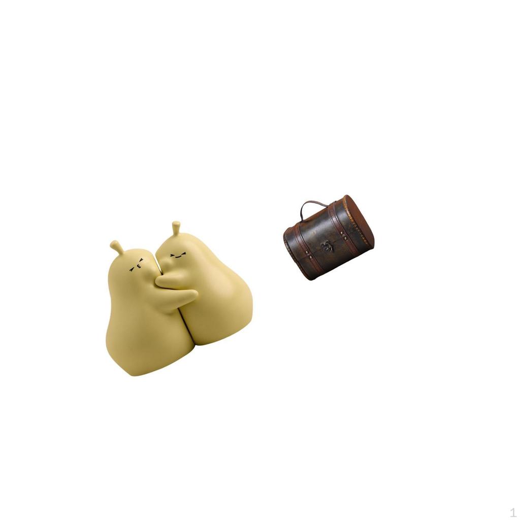 Hugging Pear Ceramic Book Stand And Wooden Jewelry Box Organizer Vintage Design Fine Workmanship